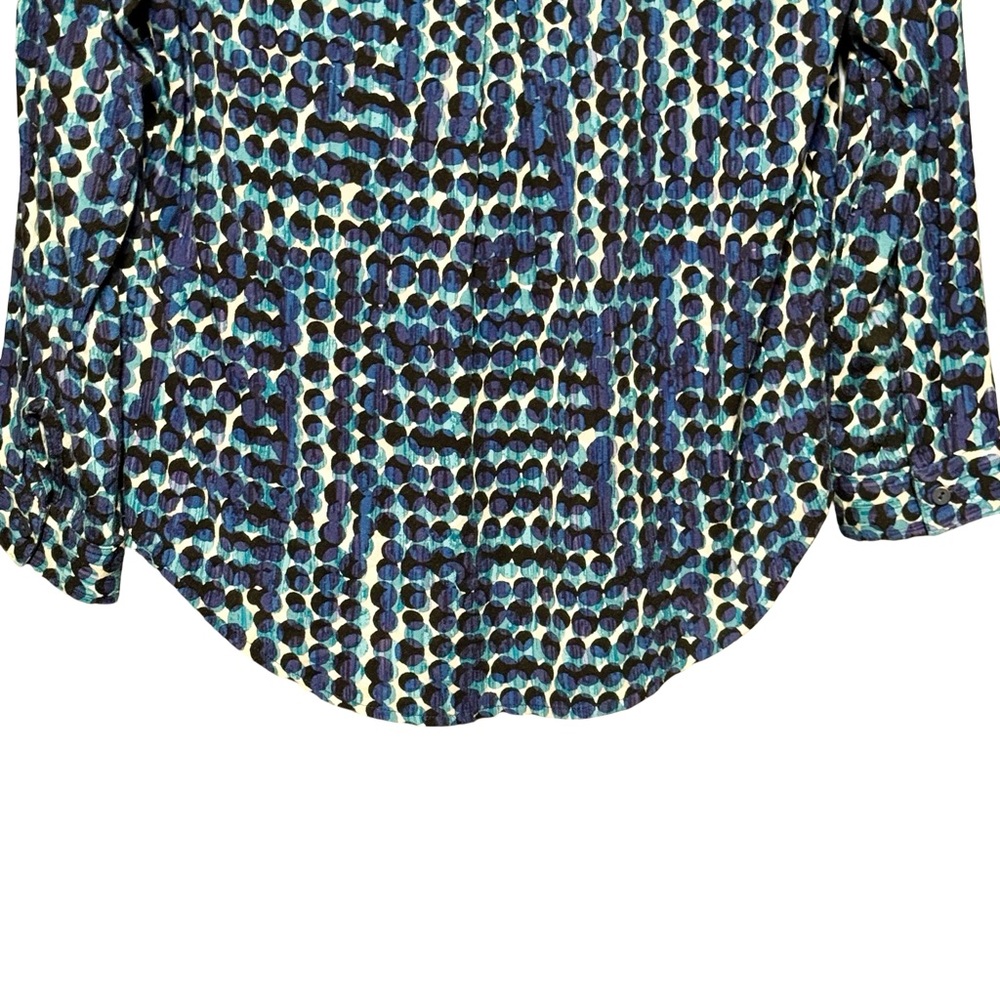 Nic + Zoe Long Good Vibes Sleeve Button Front Abstract Polka Dot Blouse Top - Picture 8 of 14